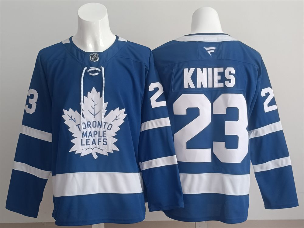Men 2025 Toronto Maple Leafs 23 Knies Blue Fanatics Home Premium NHL Jersey style 1